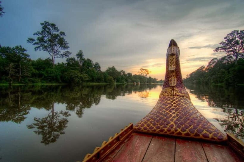 Angkor Bike tour & Gondola Sunset Boat - Sunset by dragon boat on a historic canal