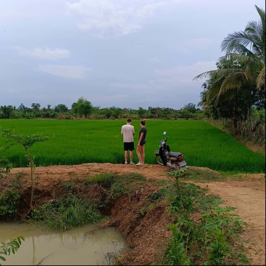 Battambang,Tuktuk and kayak, BambooTrain ,Wat Banan,Bat cave - Bamboo Train on the single track: fun rides with real logistics