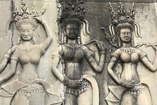 Private Guided Angkor Wat Tour by Lady Tuk Tuk with Monk Blessing - Angkor Thom South Gate and Bayon: stone faces with meaning